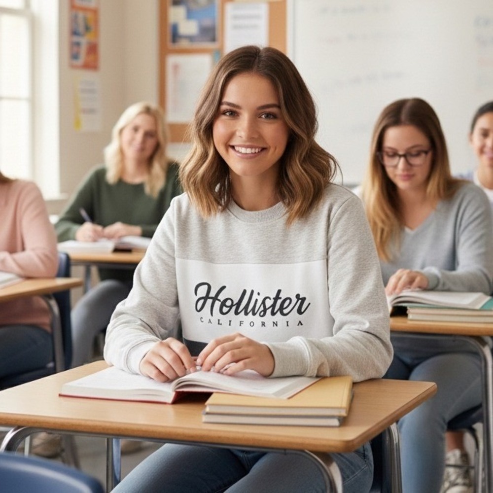 Hollister California Womens‎ Small Colorblock Graphic Crewneck Sweatshirt Gray